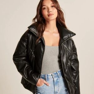 NWT Abercrombie and Fitch Vegan Leather puffer bomber jacket
